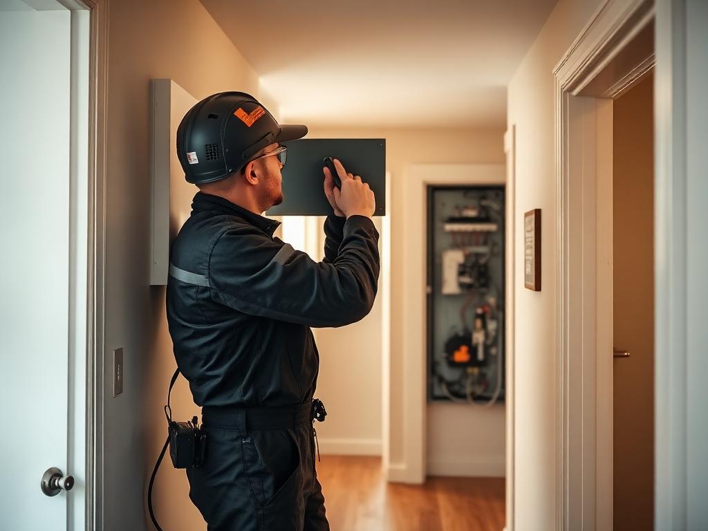 Elektriker monterar ny elcentral i villa